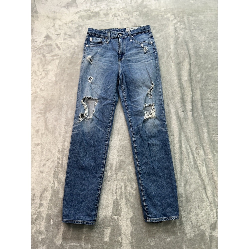 AG Jeans Womens Sz 27R Blue AG-ED Phoebe High Waisted Tapered Leg Distressed